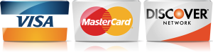 Credit Card Logos We gladly accept credit cards by Visa, Mastercard and Discover